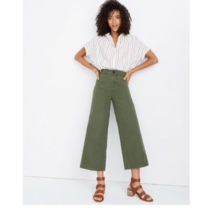 Madewell Army Green Cropped Culotte Pants